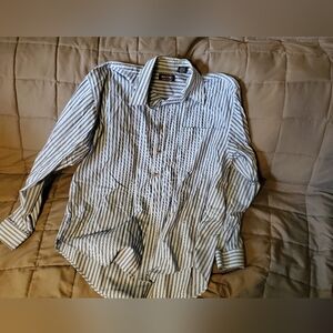 Puritan Black and White Striped Casual Shirt